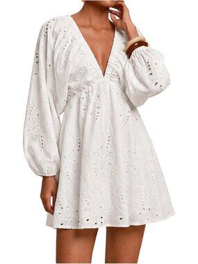 Boho Floral V-Neck Mini Dress with Bishop Sleeves | Tropical Summer Style
